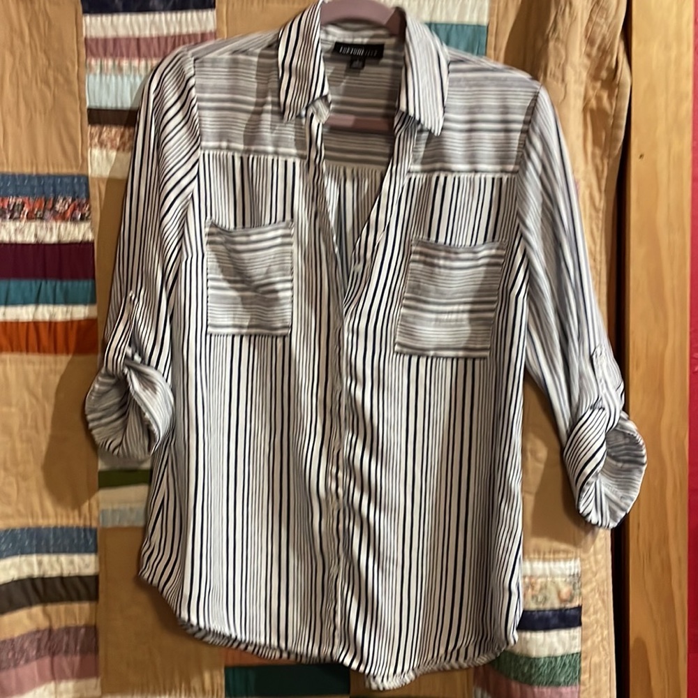 Blue and White striped Blouse